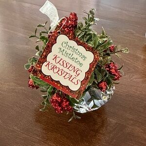 Kissing Krystal Mistletoe Christmas Ornament Holiday Decor